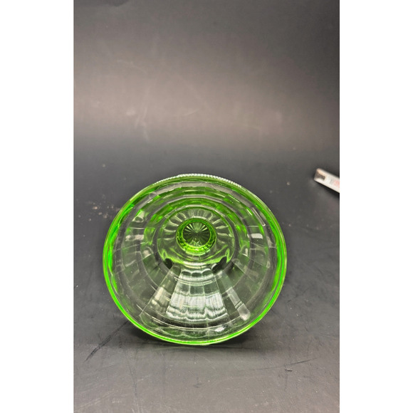 Vintage 30s Vaseline Uranium Green Depression Glass Footed Dessert Sherbet - Picture 5 of 15
